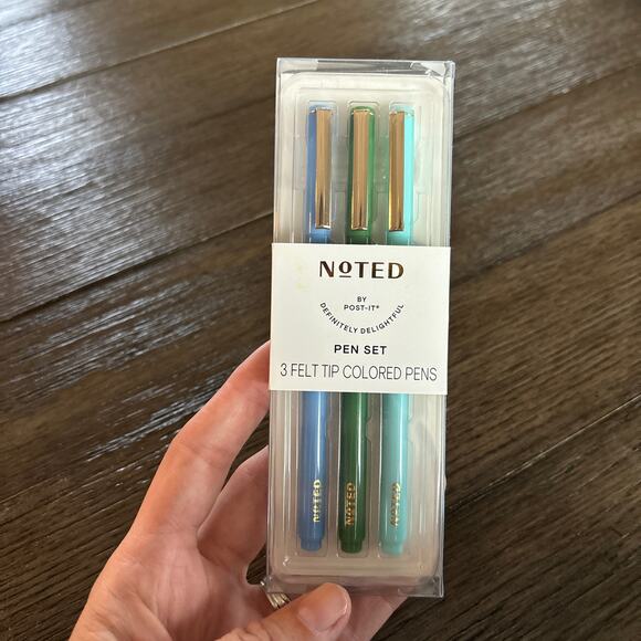 NOTED by Post-it 3 Felt Tip Colored Pens 3 Blue, Green & Turquoise - Picture 2 of 5